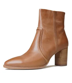 Anahi Tan Leather Ankle Boots