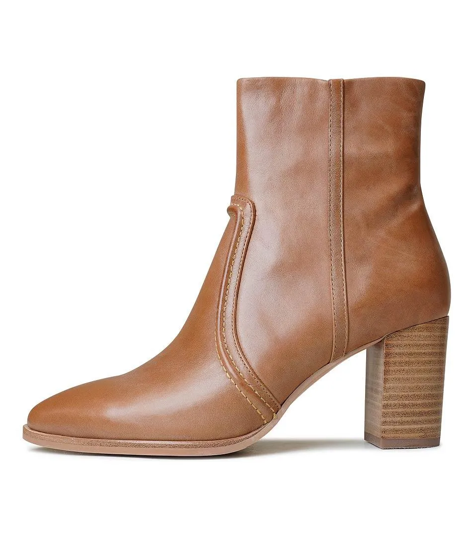 Anahi Tan Leather Ankle Boots