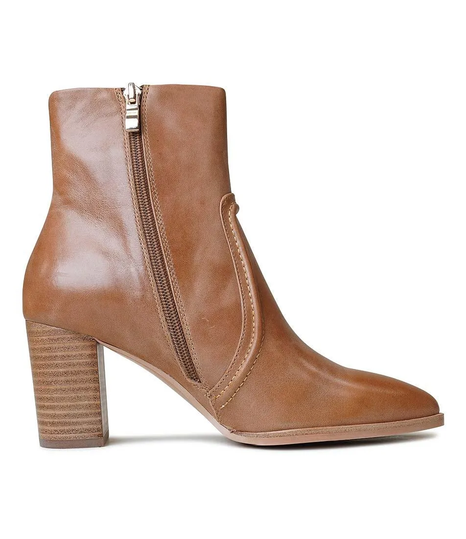 Anahi Tan Leather Ankle Boots