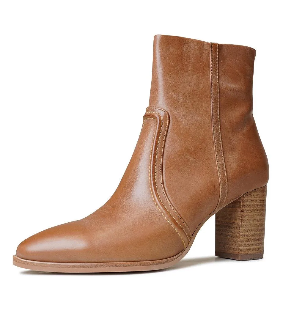 Anahi Tan Leather Ankle Boots