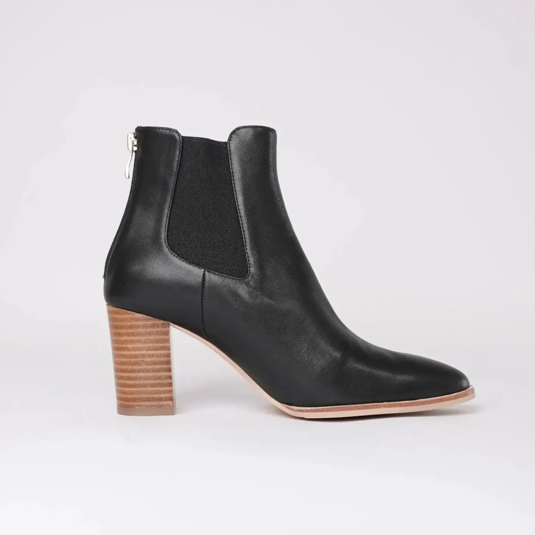 Ayer Black / Natural Leather Ankle Boots