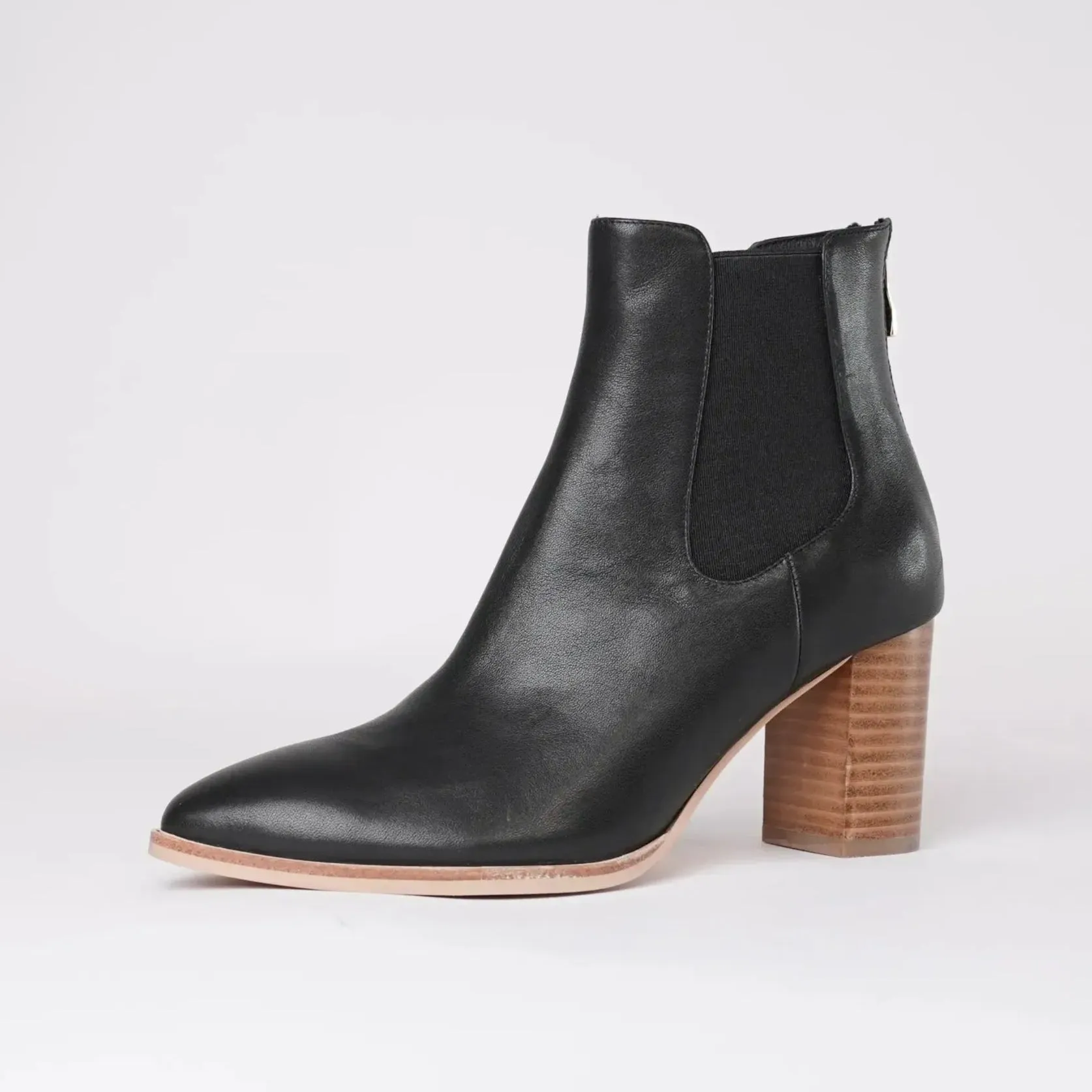 Ayer Black / Natural Leather Ankle Boots