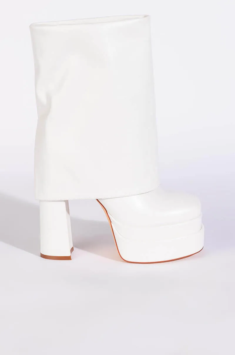 AZALEA WANG BABY FOLD OVER CHUNKY BOOT IN WHITE