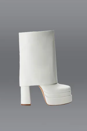 AZALEA WANG BABY FOLD OVER CHUNKY BOOT IN WHITE