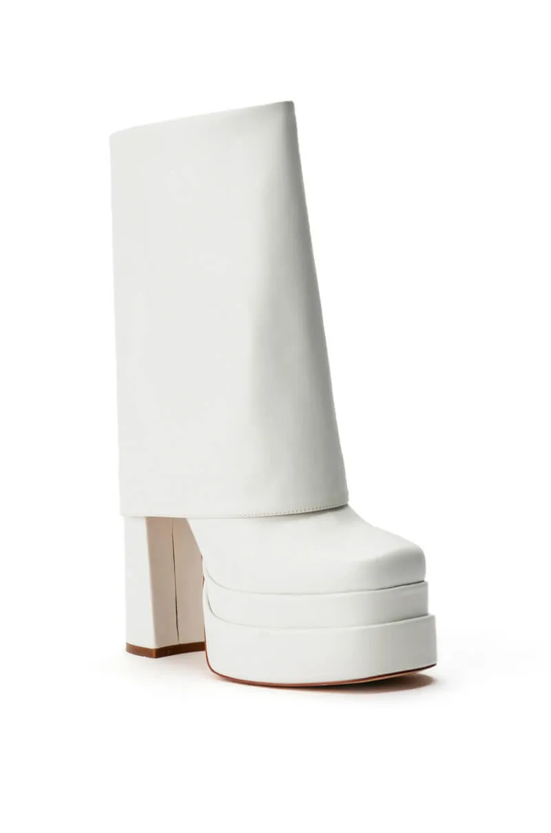 AZALEA WANG BABY FOLD OVER CHUNKY BOOT IN WHITE