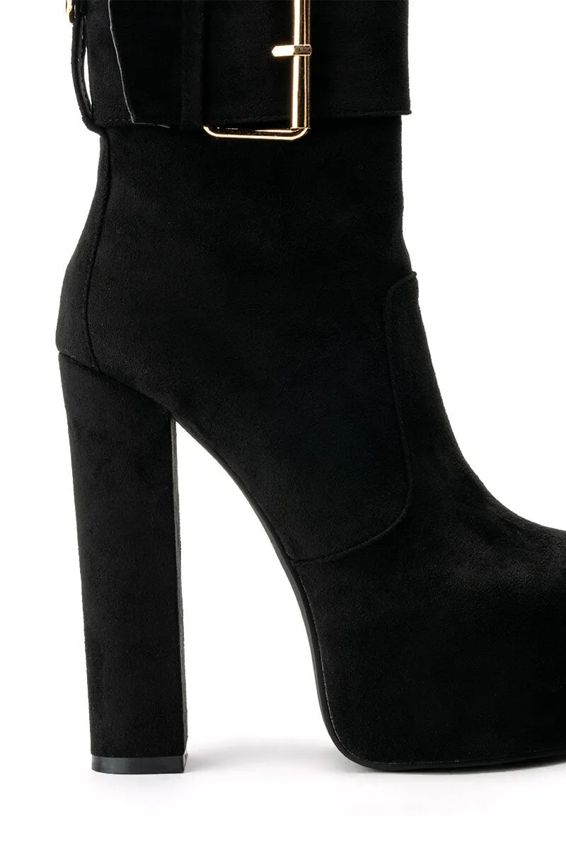 AZALEA WANG CHARMER CHUNKY PLATFORM BOOTIE IN BLACK