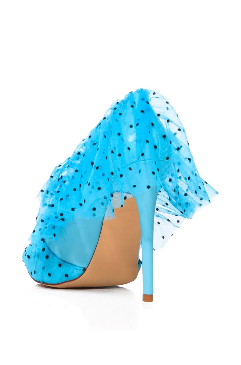 AZALEA WANG DISCREET TULLE POLKA DOT PUMP IN BLUE