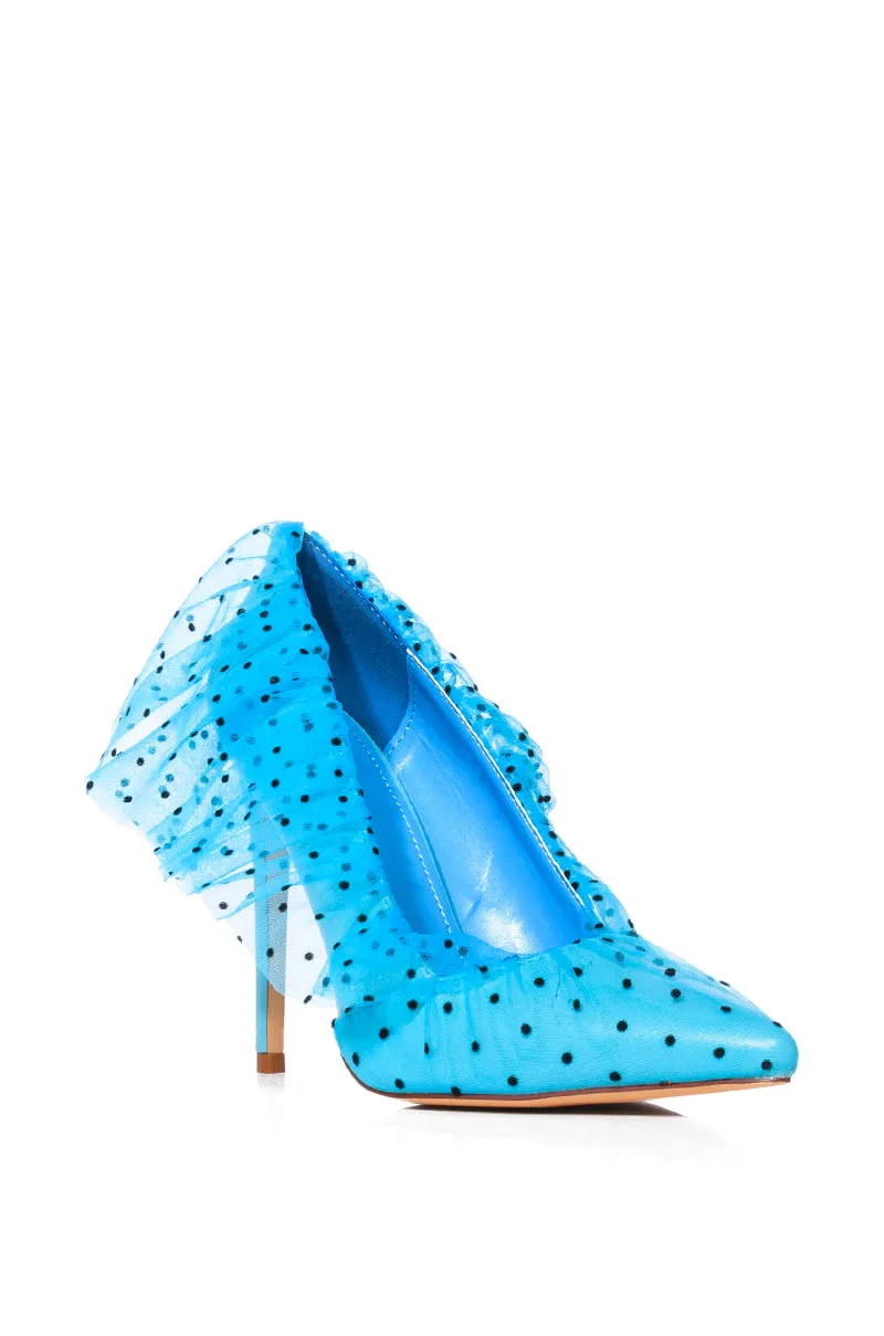 AZALEA WANG DISCREET TULLE POLKA DOT PUMP IN BLUE