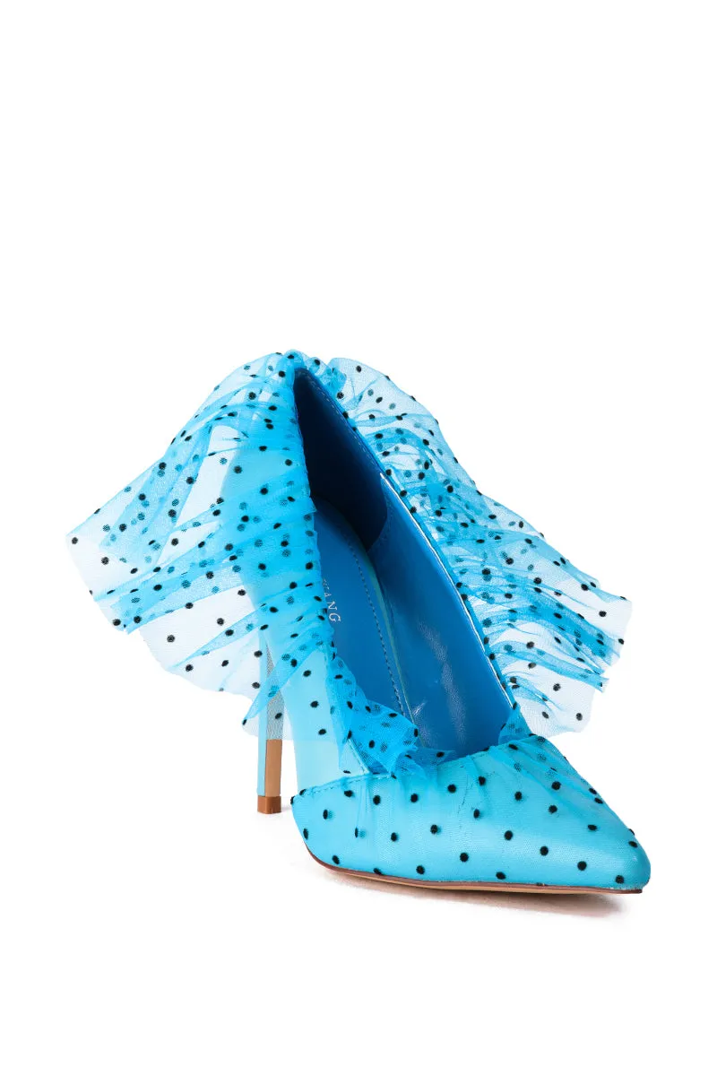 AZALEA WANG DISCREET TULLE POLKA DOT PUMP IN BLUE