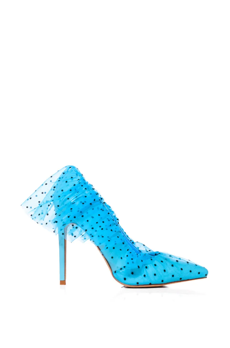 AZALEA WANG DISCREET TULLE POLKA DOT PUMP IN BLUE