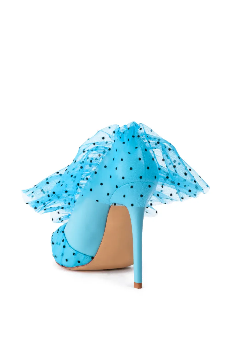 AZALEA WANG DISCREET TULLE POLKA DOT PUMP IN BLUE