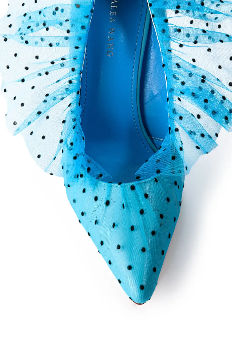 AZALEA WANG DISCREET TULLE POLKA DOT PUMP IN BLUE