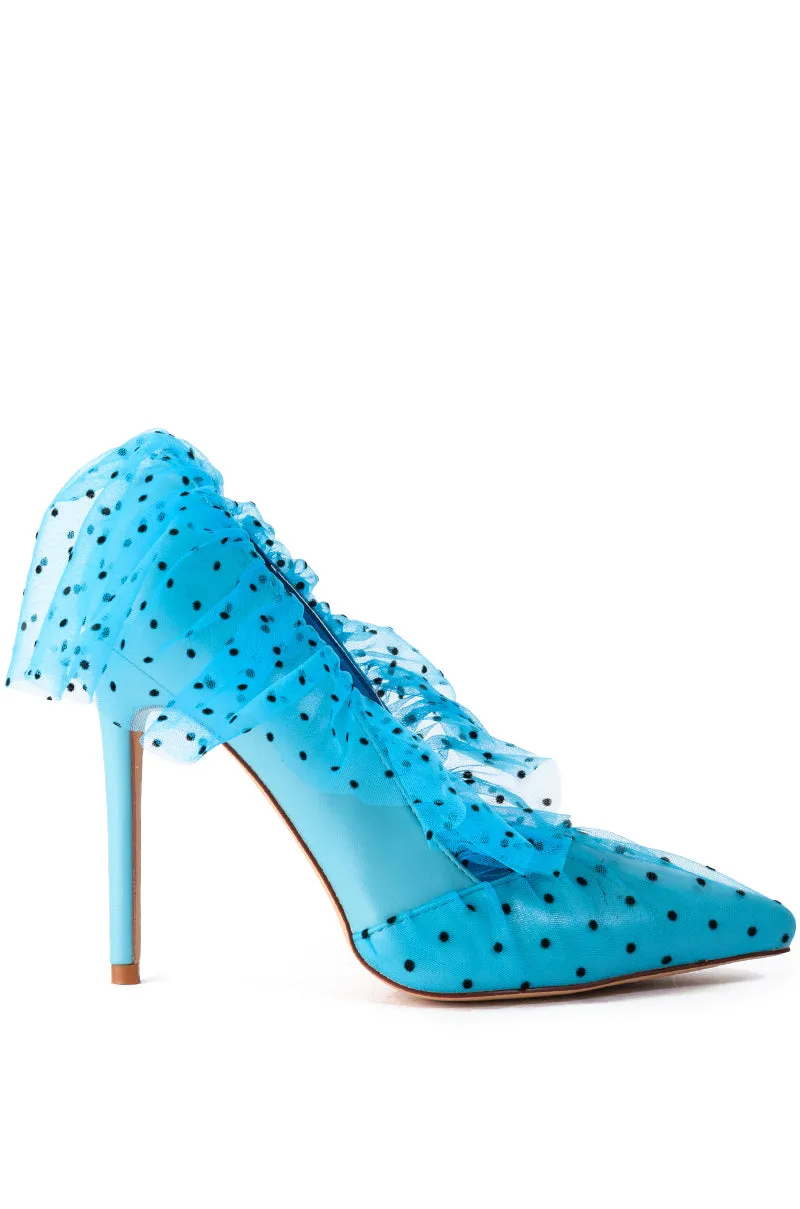 AZALEA WANG DISCREET TULLE POLKA DOT PUMP IN BLUE