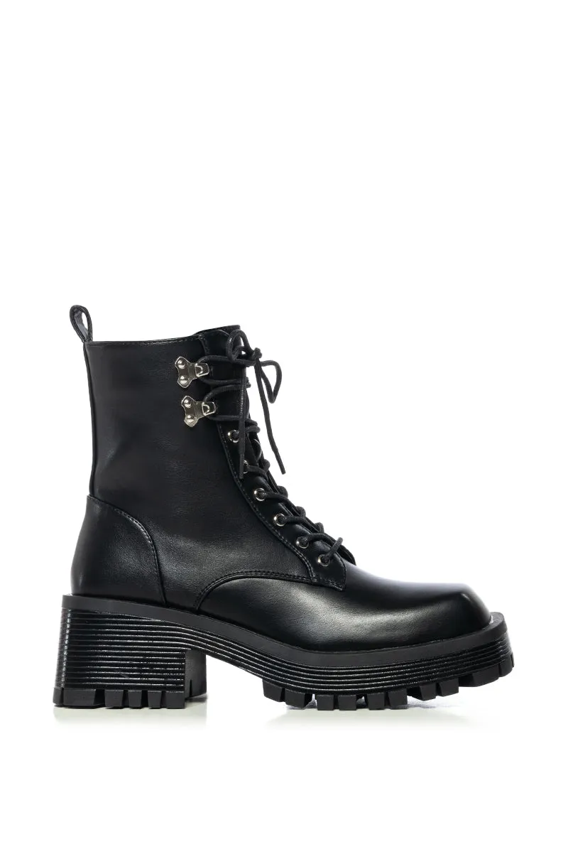 AZALEA WANG EXTON BLACK COMBAT BOOTIE