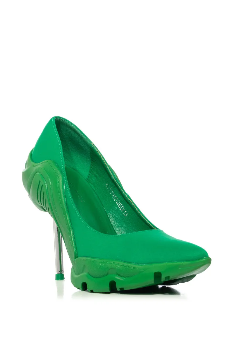 AZALEA WANG GUITIERREZ GREEN FUTURISTIC PUMP