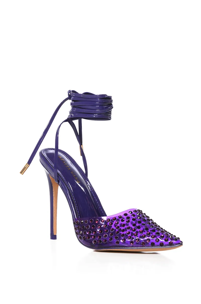 AZALEA WANG JUICY STILETTO PUMP WITH BLING IN PURPLE