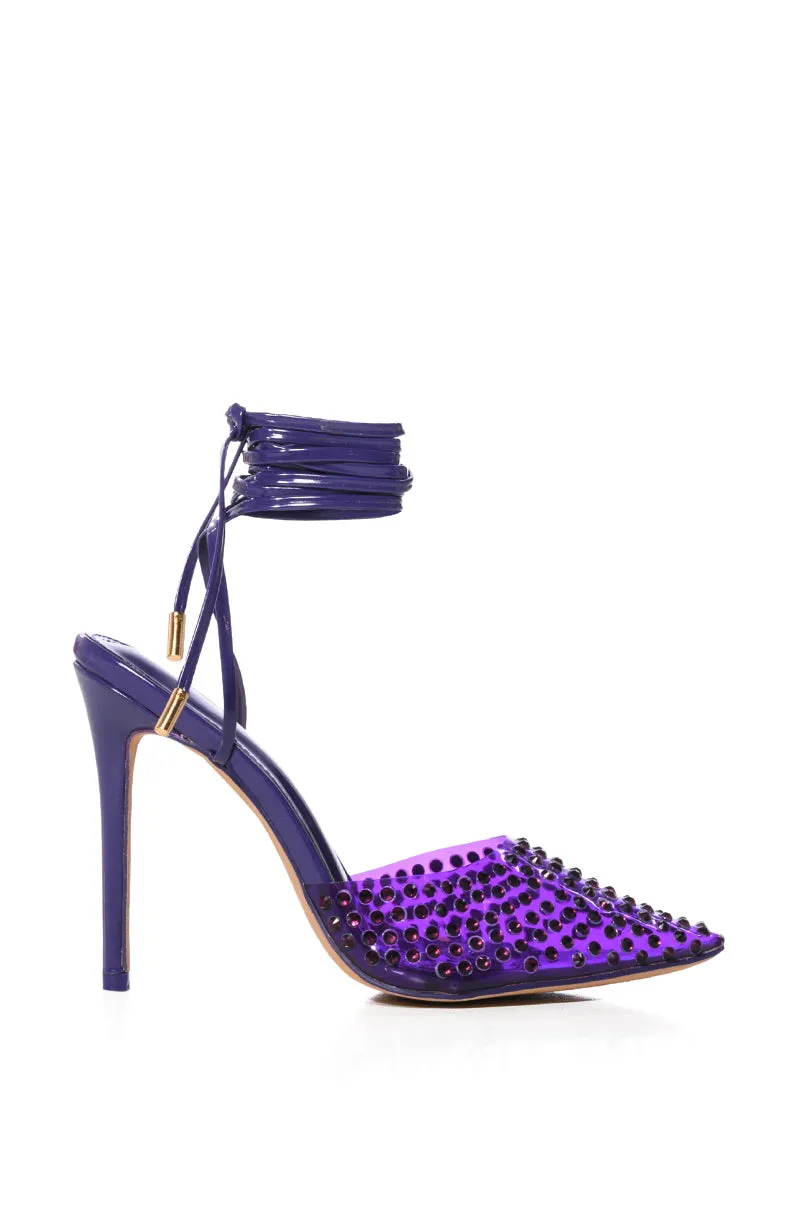 AZALEA WANG JUICY STILETTO PUMP WITH BLING IN PURPLE