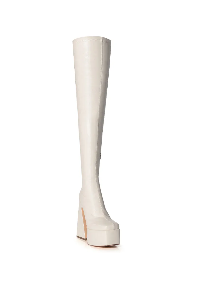 AZALEA WANG KIMBERLY THIGH HIGH BOOT IN WHITE