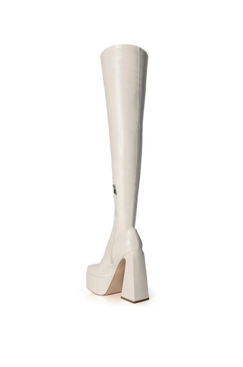 AZALEA WANG KIMBERLY THIGH HIGH BOOT IN WHITE