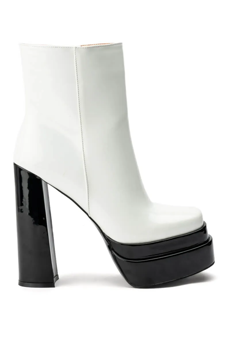 AZALEA WANG MATEO CHUNKY PLATFORM BOOTIE IN BLACK WHITE