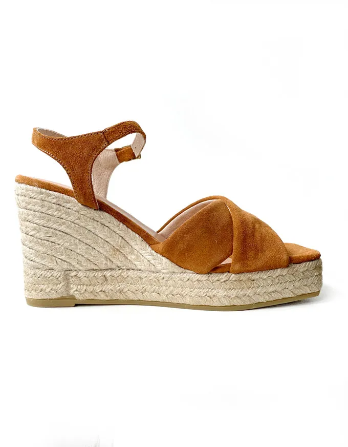 Basil Espadrille Wedges Tan Suede