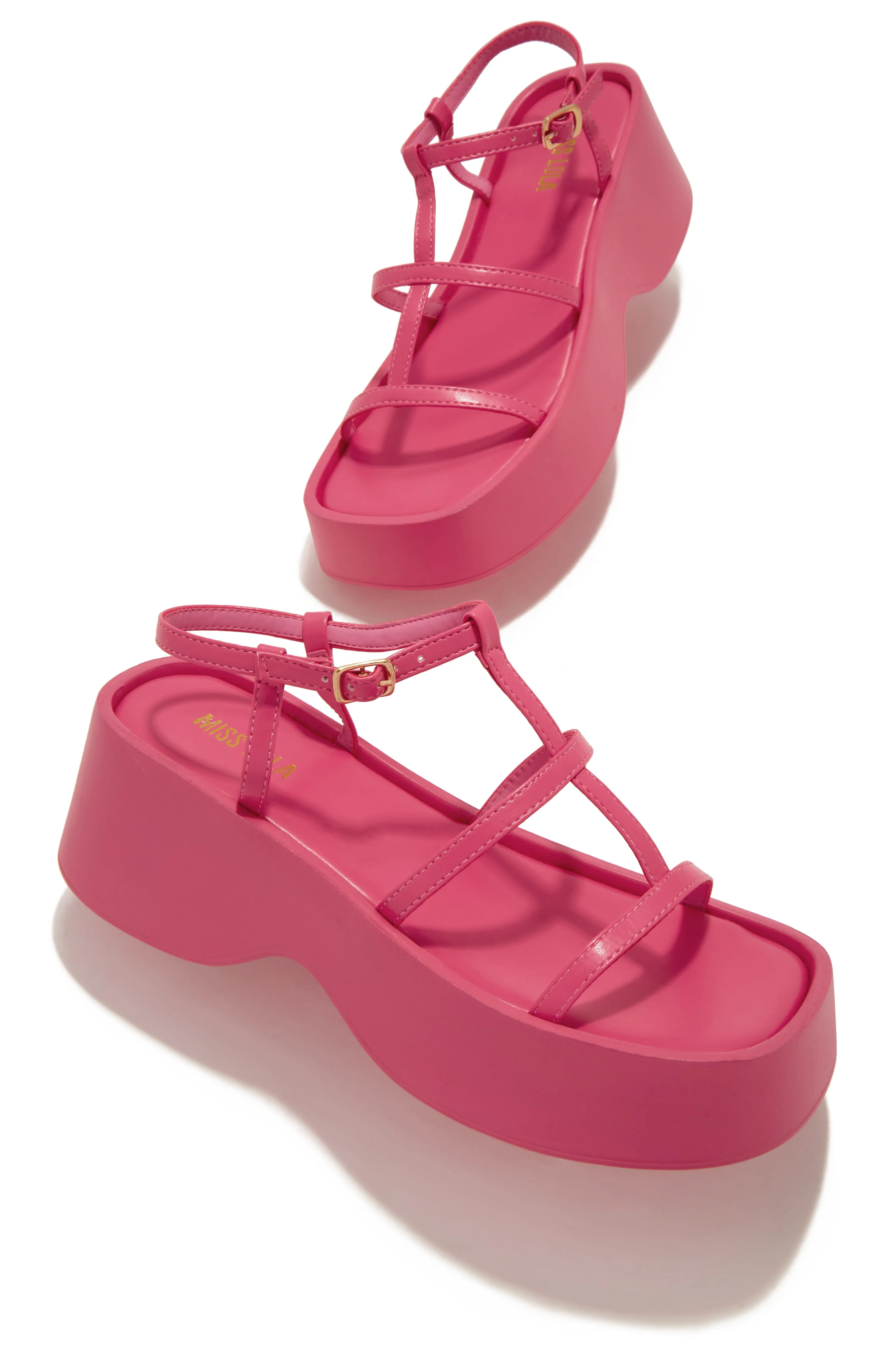 Beach Trip Flat Platform Sandals - Pink