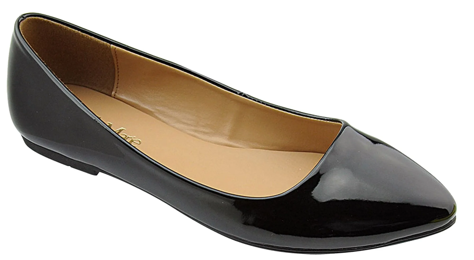 Bella Marie Women's Patent Pointed Toe Classic Ballet Flats