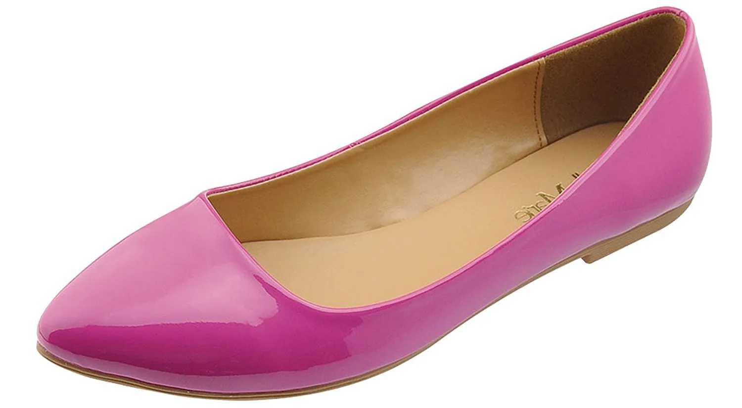 Bella Marie Women's Patent Pointed Toe Classic Ballet Flats