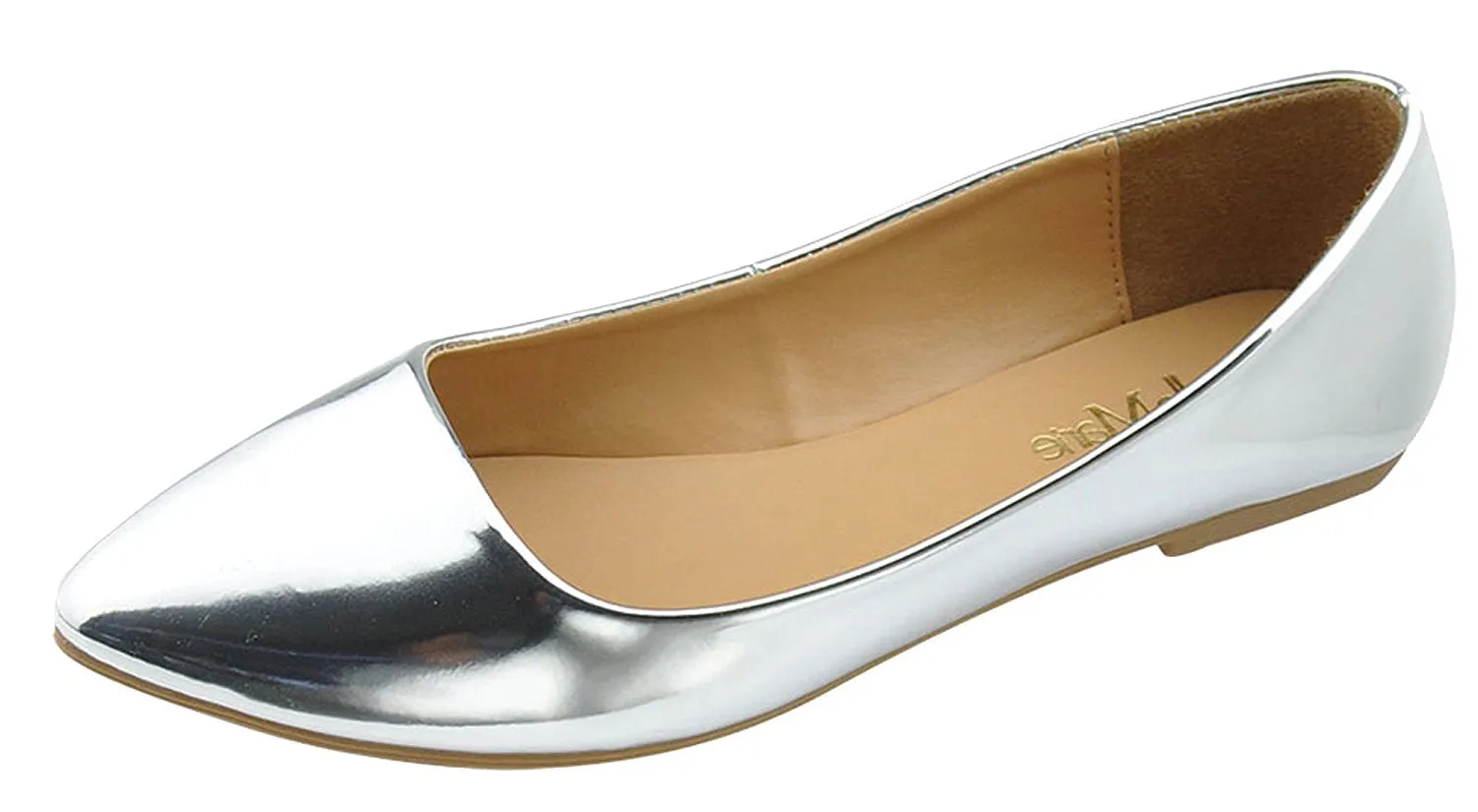 Bella Marie Women's Patent Pointed Toe Classic Ballet Flats