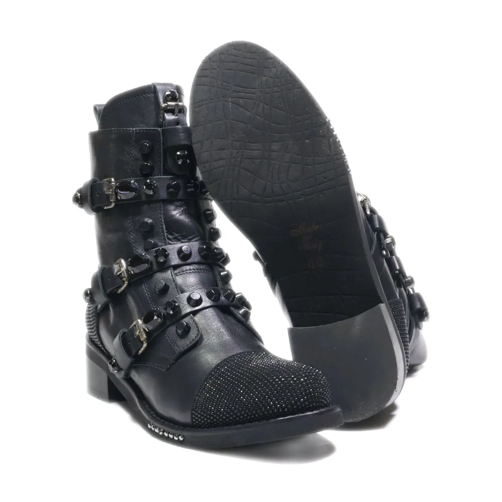 Bergal Ankle Boots Leather Black Colour For Women