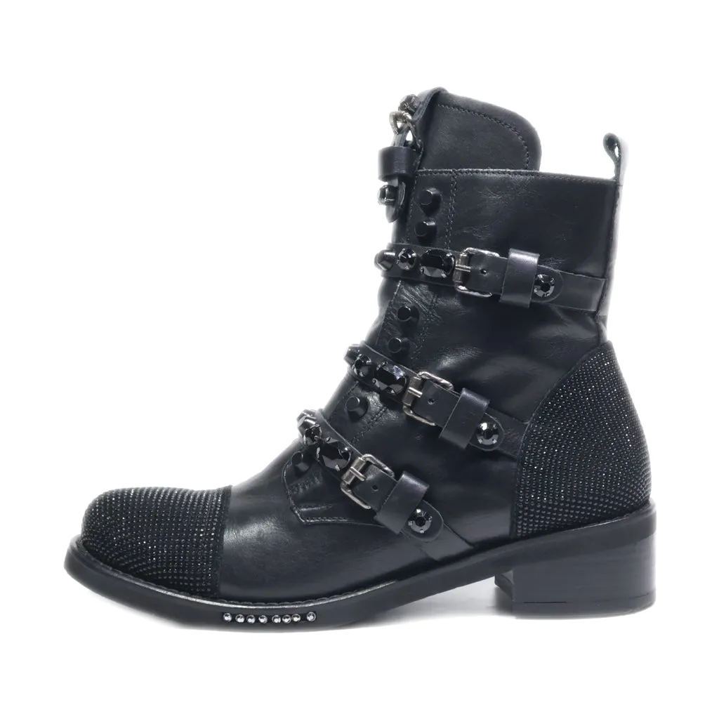 Bergal Ankle Boots Leather Black Colour For Women