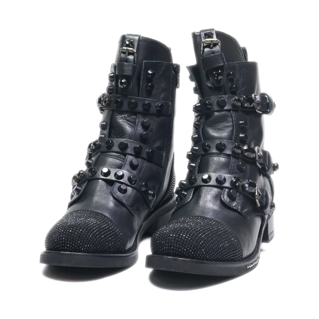 Bergal Ankle Boots Leather Black Colour For Women