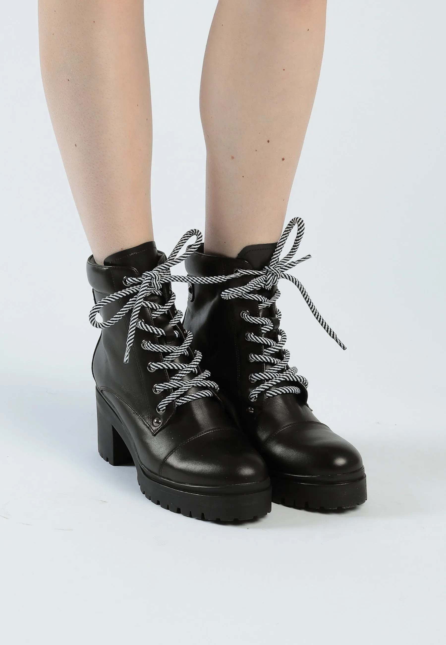 Black Lace-Up Ankle Boots with Heel - Stylish & Versatile