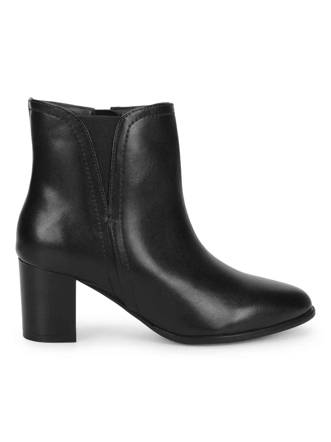 Black PU Block Ankle Boots (TC-20645-BLK)