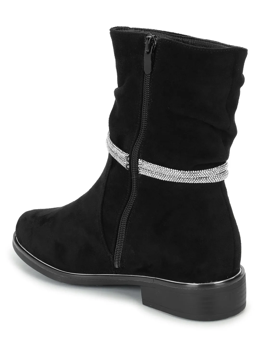 Black Suede High-End-Fashion Stylish Ankle Boots (TC-RS3690-BLK)