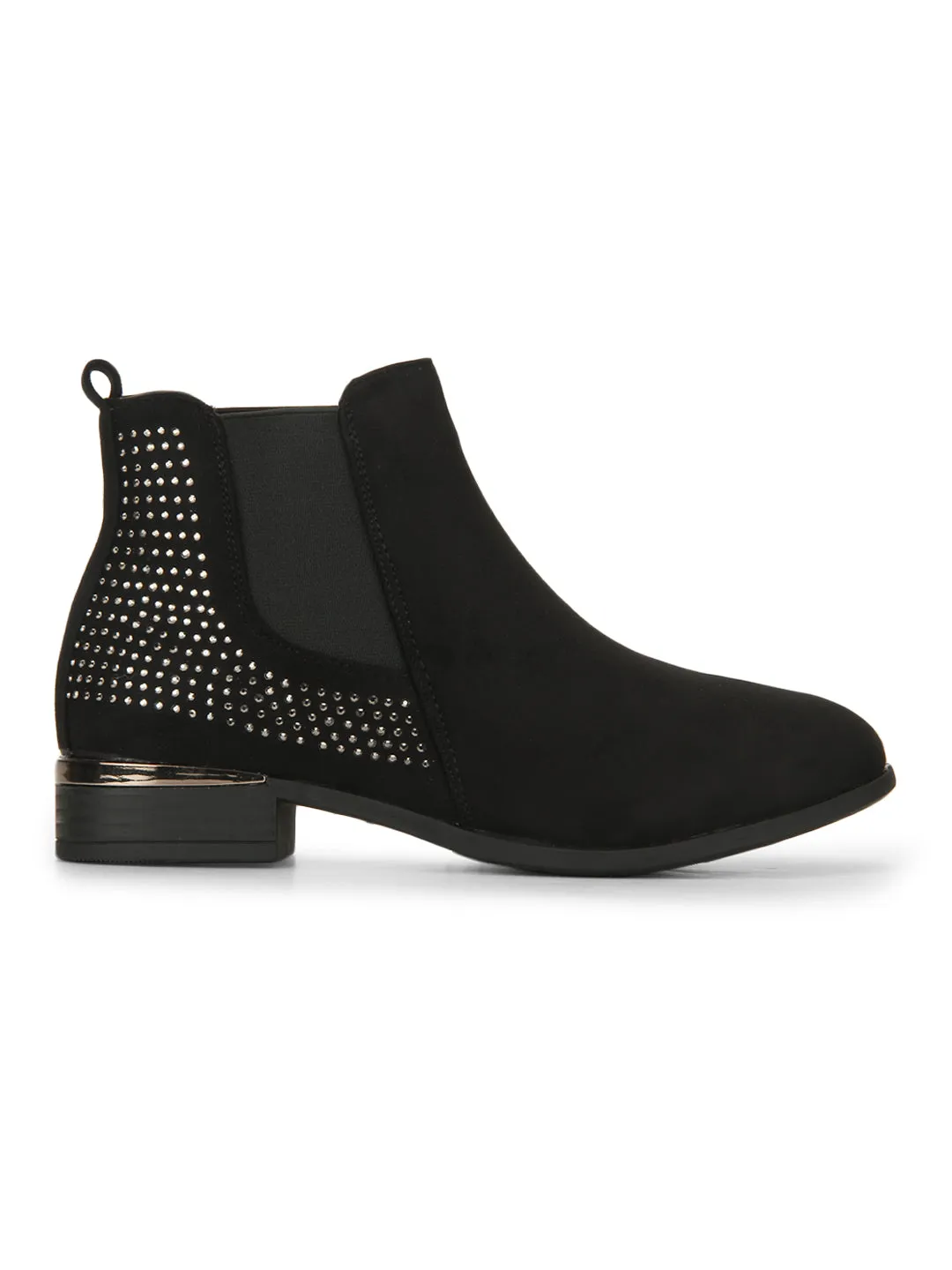 Black Suede Studded Ankle Boots