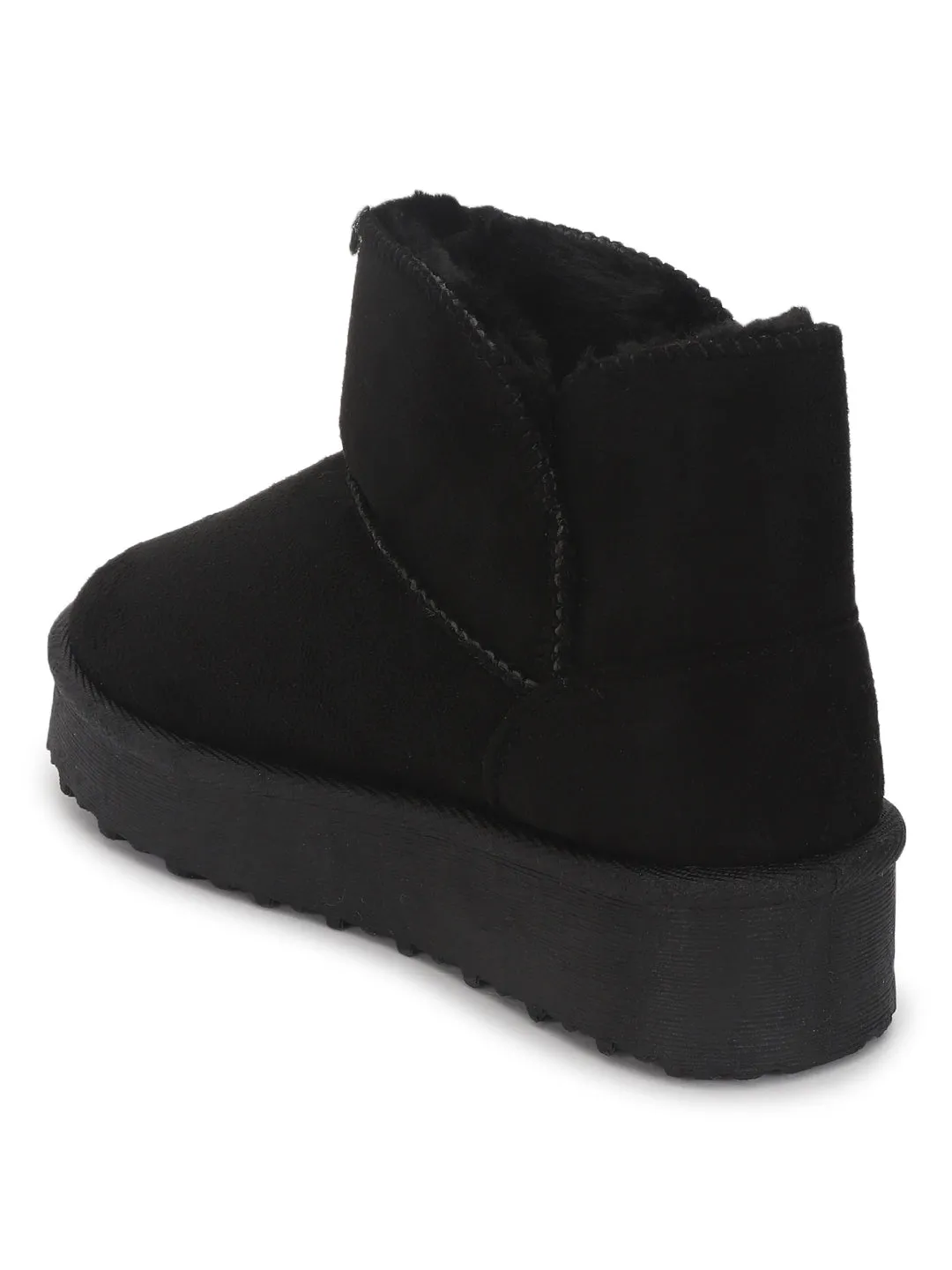 Black Suede Winter Stylish Ankle Boots For Kids-Unisex (TC-RS3687-BLK)