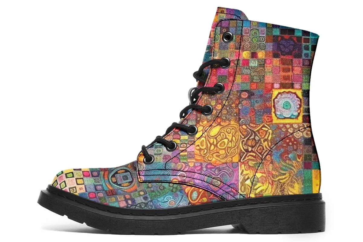 Blotter Patch Fuzz Combat Boots