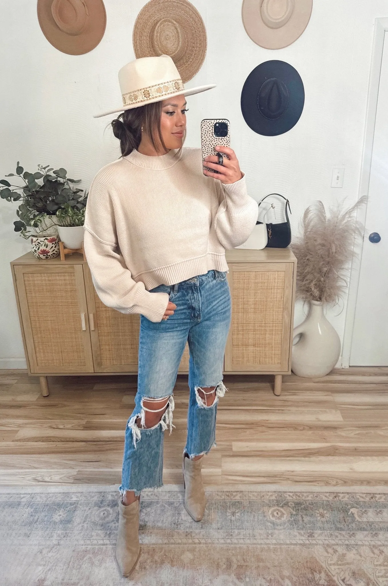 Bonfire Dolman Sleeve Sweater - Beige - FINAL SALE