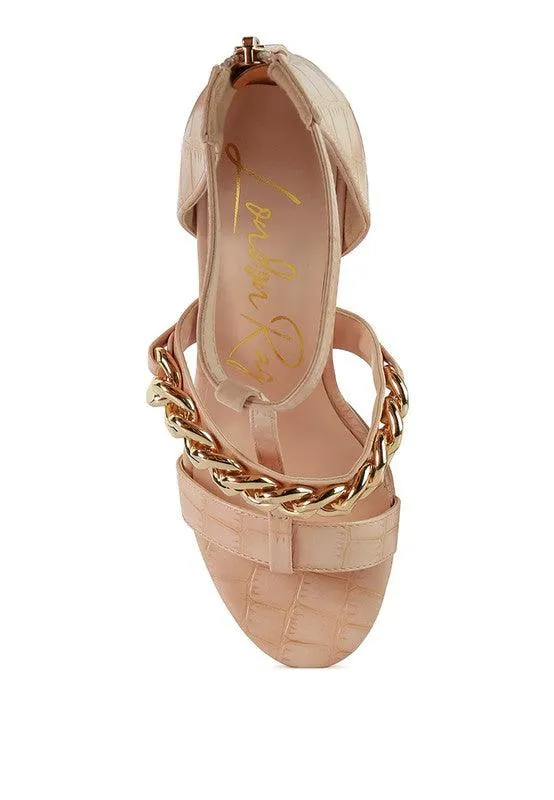 Bonita Metal Chain Zip Up Sandal