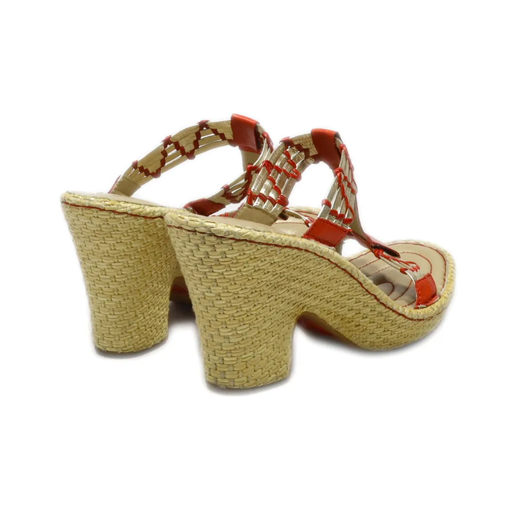 Born Platform Sandals Leather Gold Colour For Women