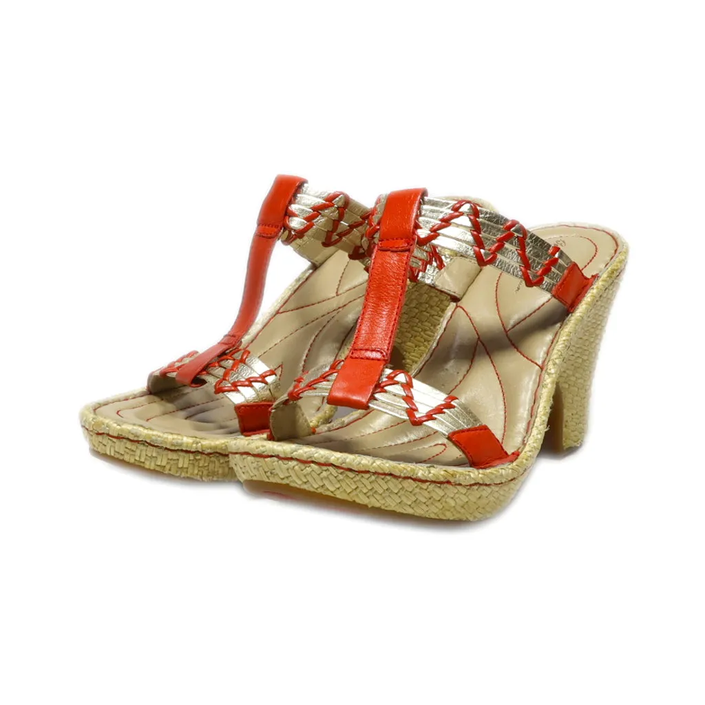 Born Platform Sandals Leather Gold Colour For Women