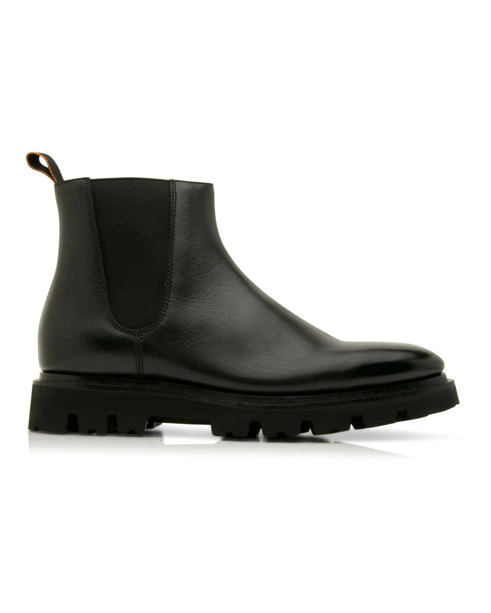 Calfskin Leather Chelsea Boot in Black