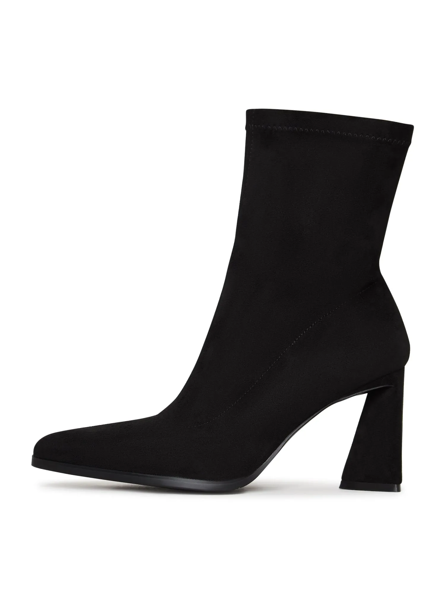 Casual Suede Block Heel Ankle Boots - Black