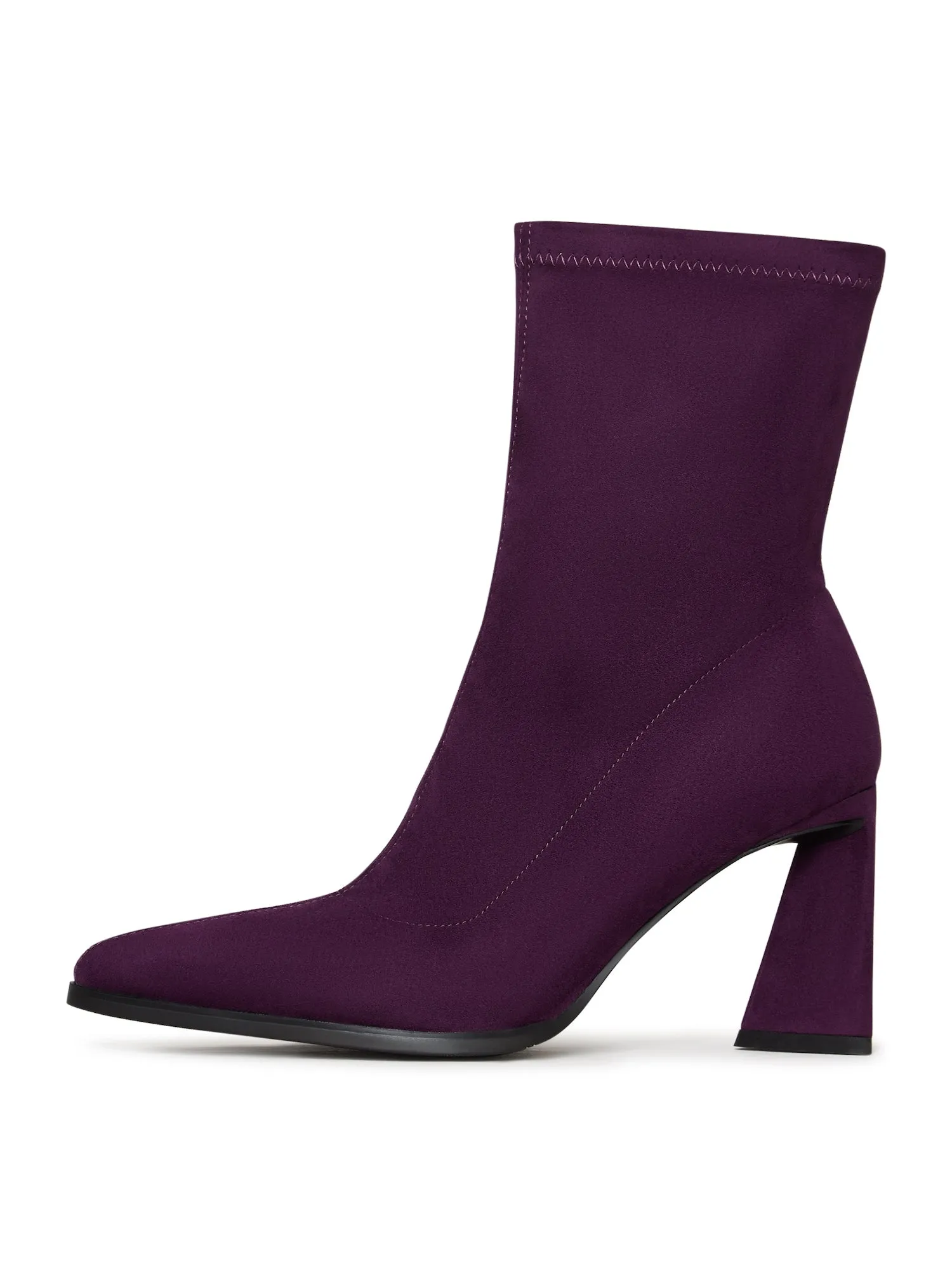 Casual Suede Block Heel Ankle Boots - Purple