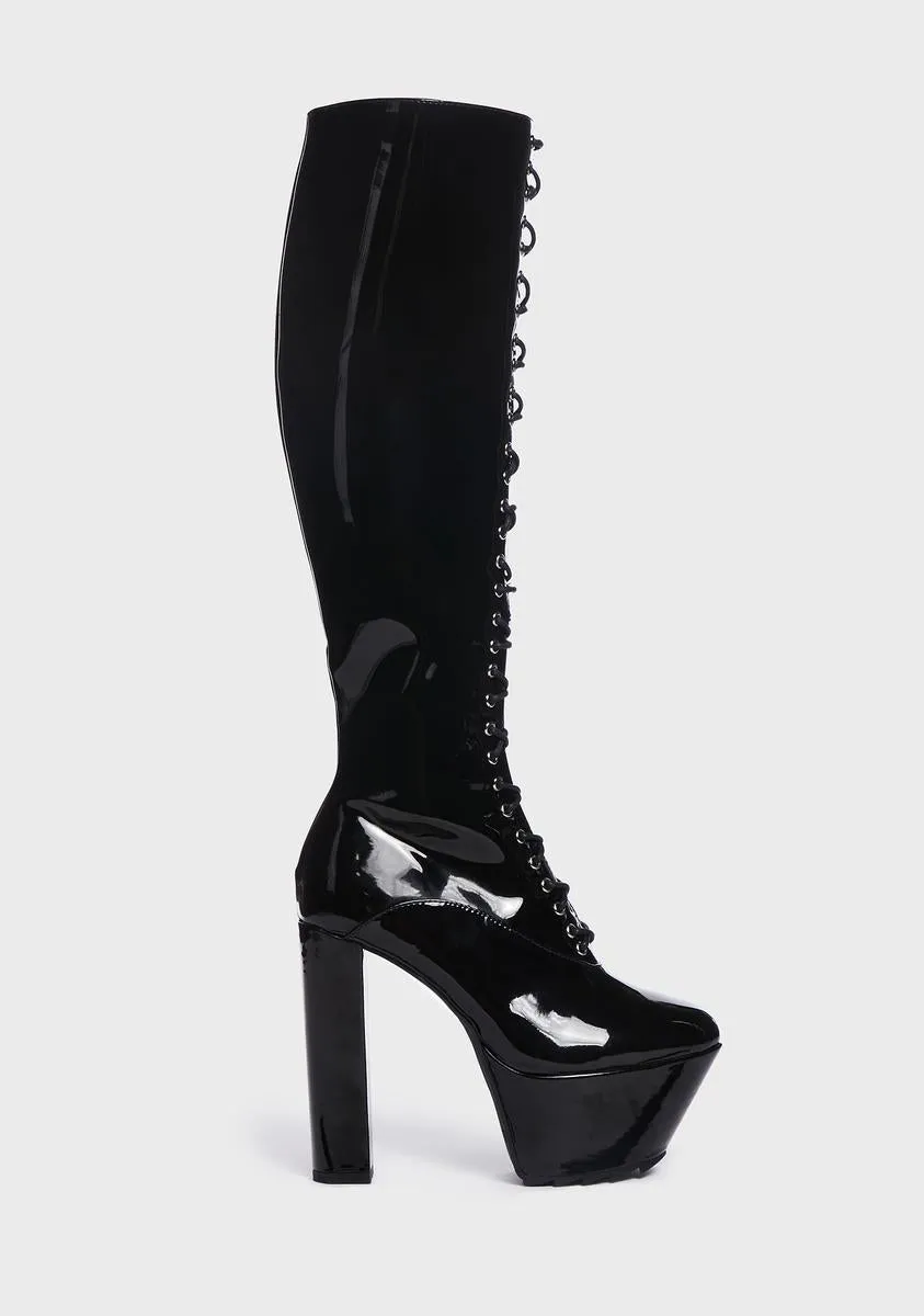 Chaperone Patent Knee High Platform Boots