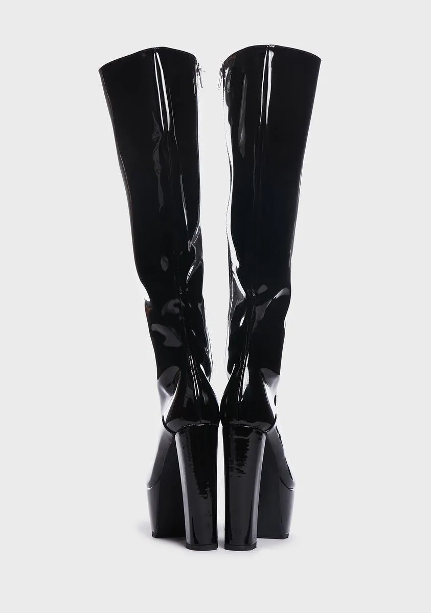 Chaperone Patent Knee High Platform Boots