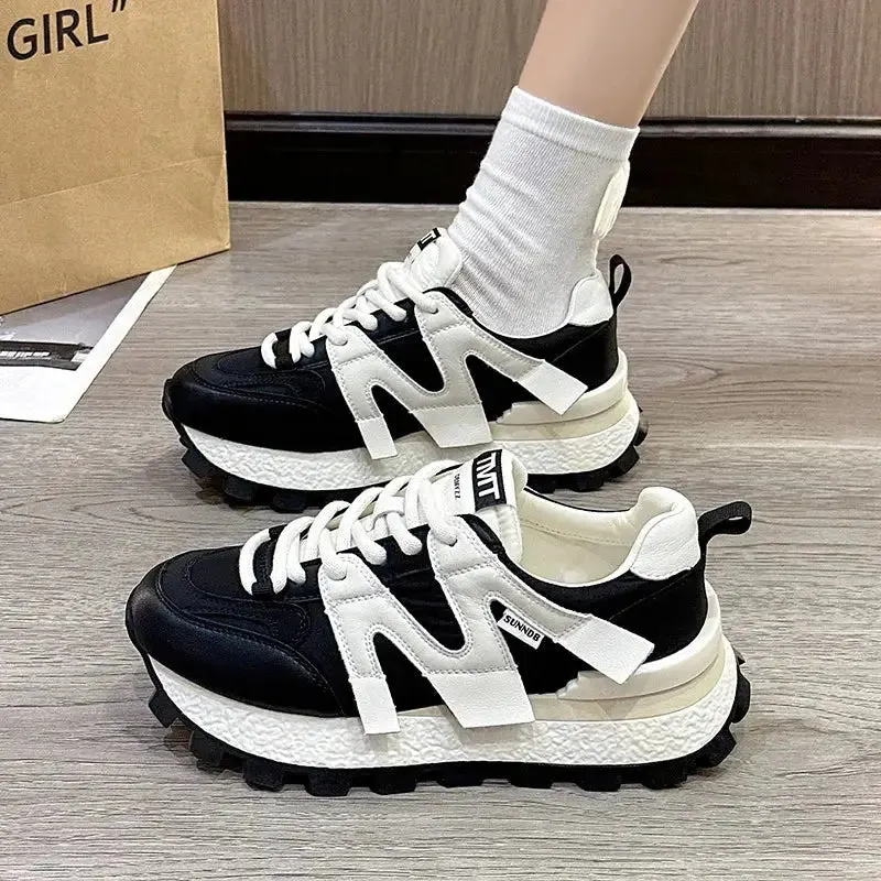 Chunky Platform Letter M Lace Up Sneakers