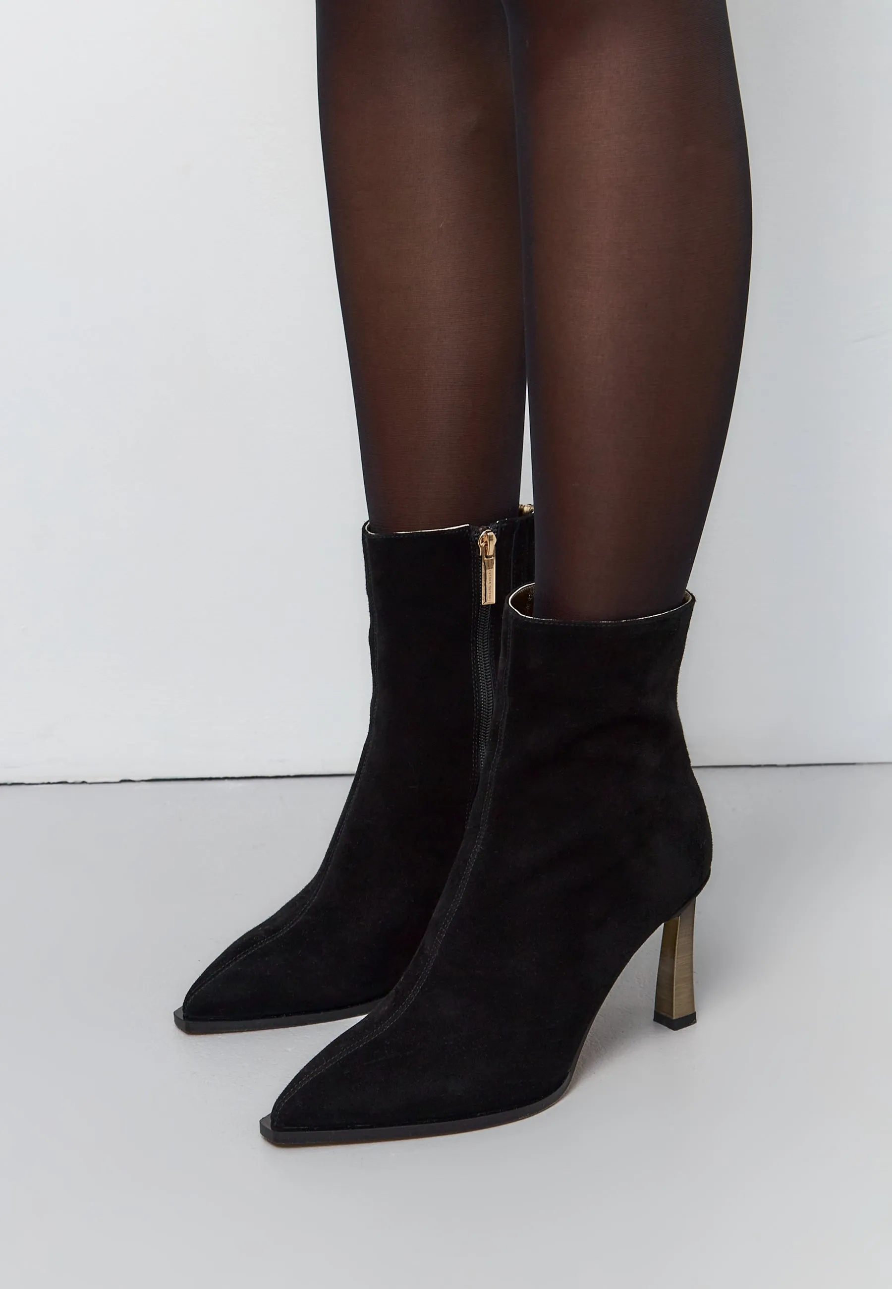 Color Stiletto Heel Ankle Boots Scarlett - Black