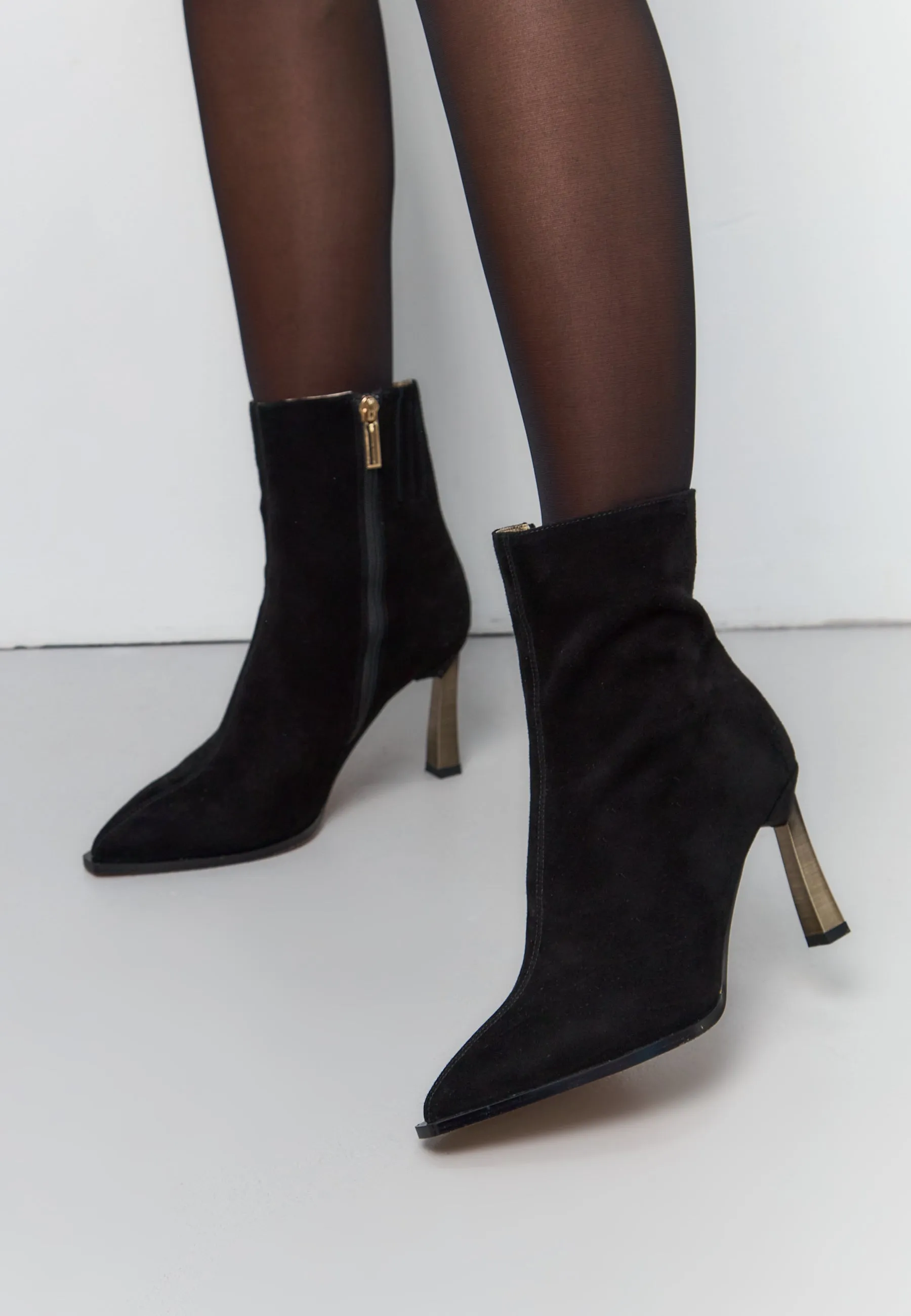 Color Stiletto Heel Ankle Boots Scarlett - Black